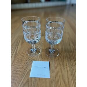 Set of 2 Ralph Lauren Hudson Plaid Iced Beverage Crystal Glass